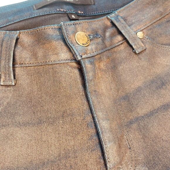 Max Studio | Brown & Navy Iridescent Straight Leg Denim Jeans Size 8 | EUC - Picture 9 of 14